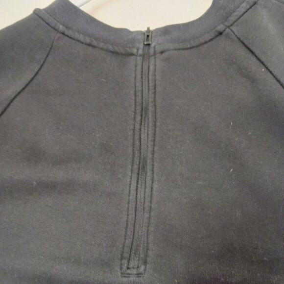 Adidas Sweatshirt Women's Sz L Black  Gray Gunmetal Letters Crewneck Zip Back - Picture 12 of 14